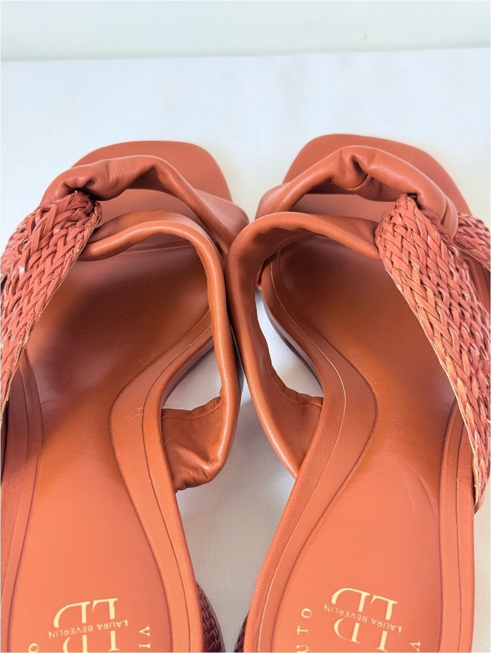 Vince Camuto x Laura Beverlin Braided Leather Block Heel Slides Size 9.5 - Picture 9 of 9